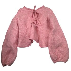 SÉZANE Paris Marie Cardigan Women Size Small Wool Pink Tie Preppy Pullover Top
